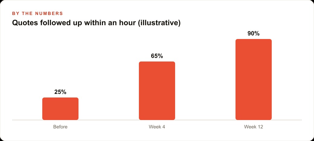 Quotes followed up within an hour (illustrative)