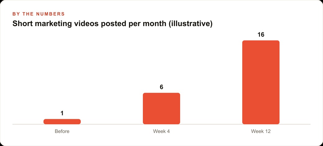 Short marketing videos posted per month (illustrative)