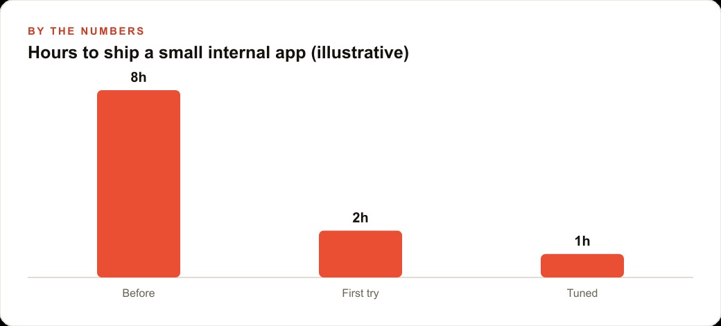 Hours to ship a small internal app (illustrative)