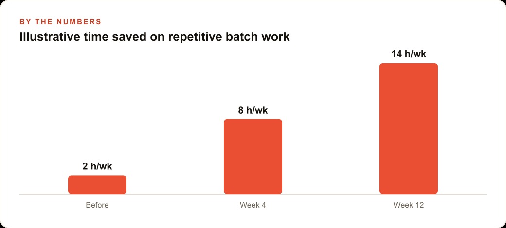 Illustrative time saved on repetitive batch work