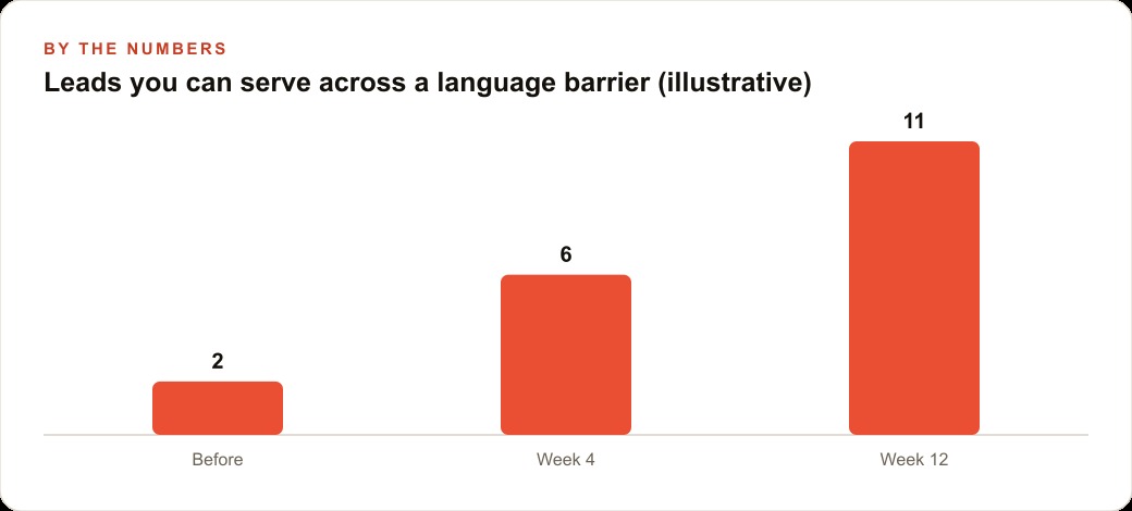 Leads you can serve across a language barrier (illustrative)