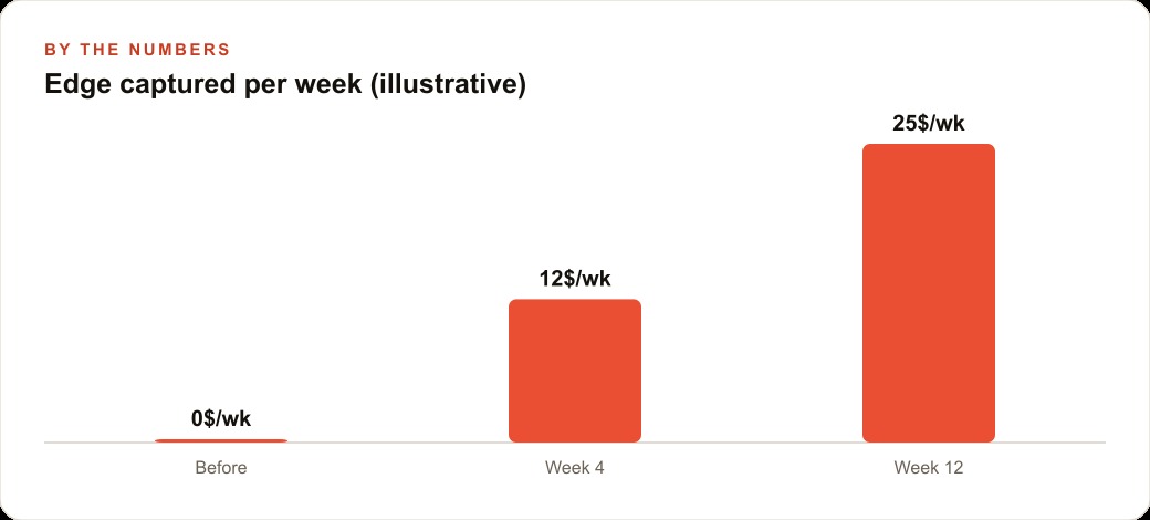Edge captured per week (illustrative)