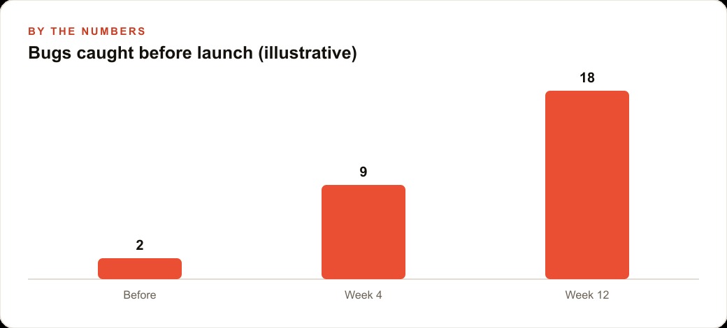 Bugs caught before launch (illustrative)