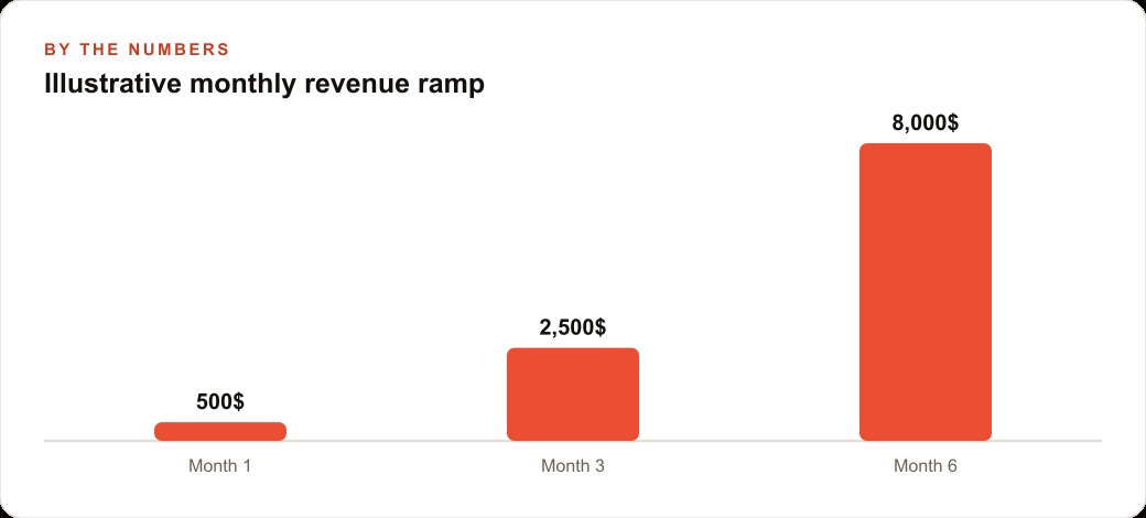 Illustrative monthly revenue ramp