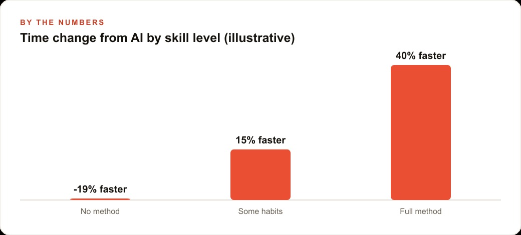 Time change from AI by skill level (illustrative)