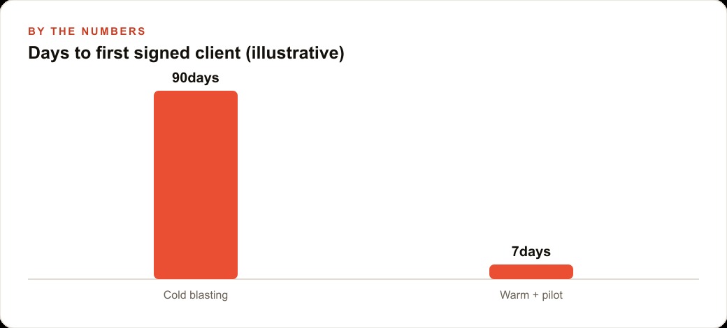 Days to first signed client (illustrative)
