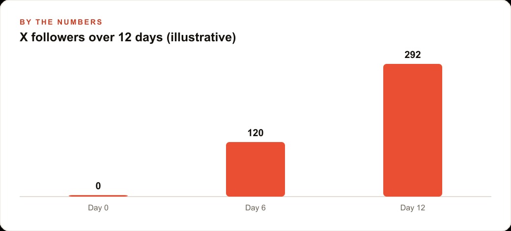 X followers over 12 days (illustrative)