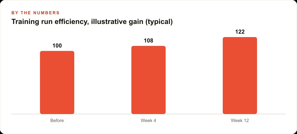 Training run efficiency, illustrative gain (typical)