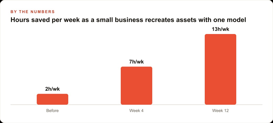 Hours saved per week as a small business recreates assets with one model